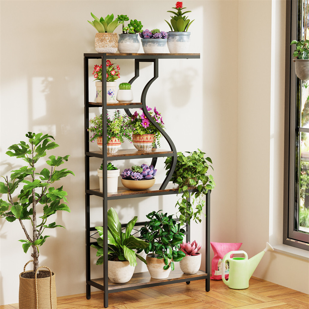 5 Tier Indoor Plant Stand Ladder Bookcase Shelf Cabinet Storage Rack Home Office