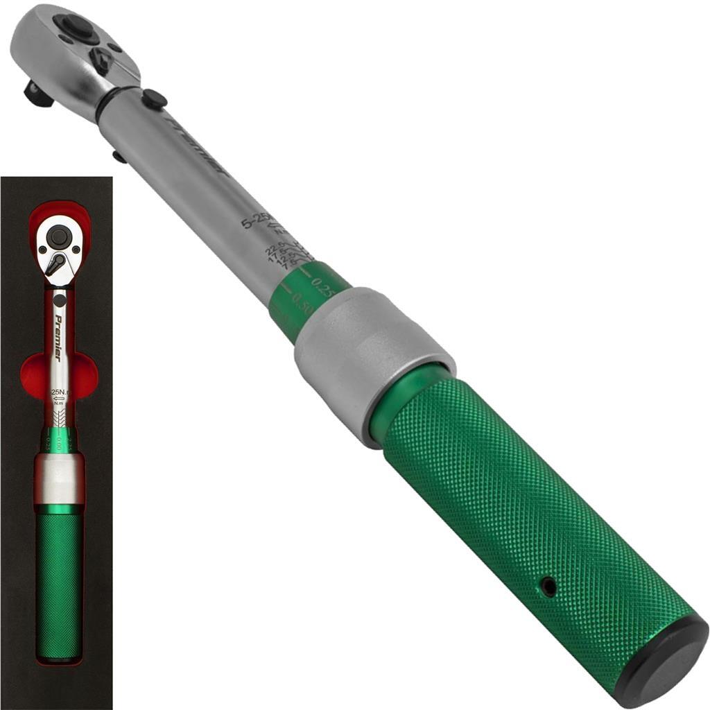 Sealey Torque Wrench Micrometer Style Calibrated EVA Tray 5 - 25Nm 1/4" Drive