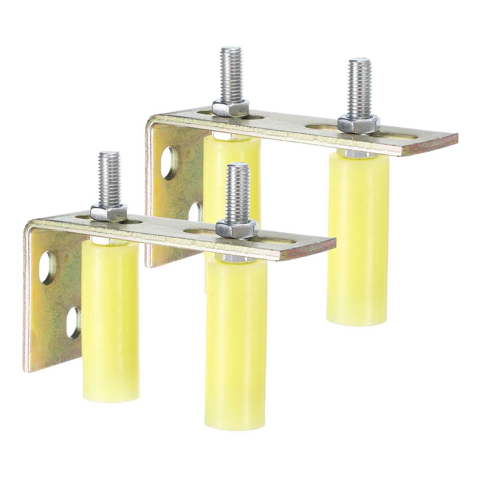 4 Pcs Slide Gate Guide Roller, 3" Nylon Gate Support Rollers with Bracket Yellow