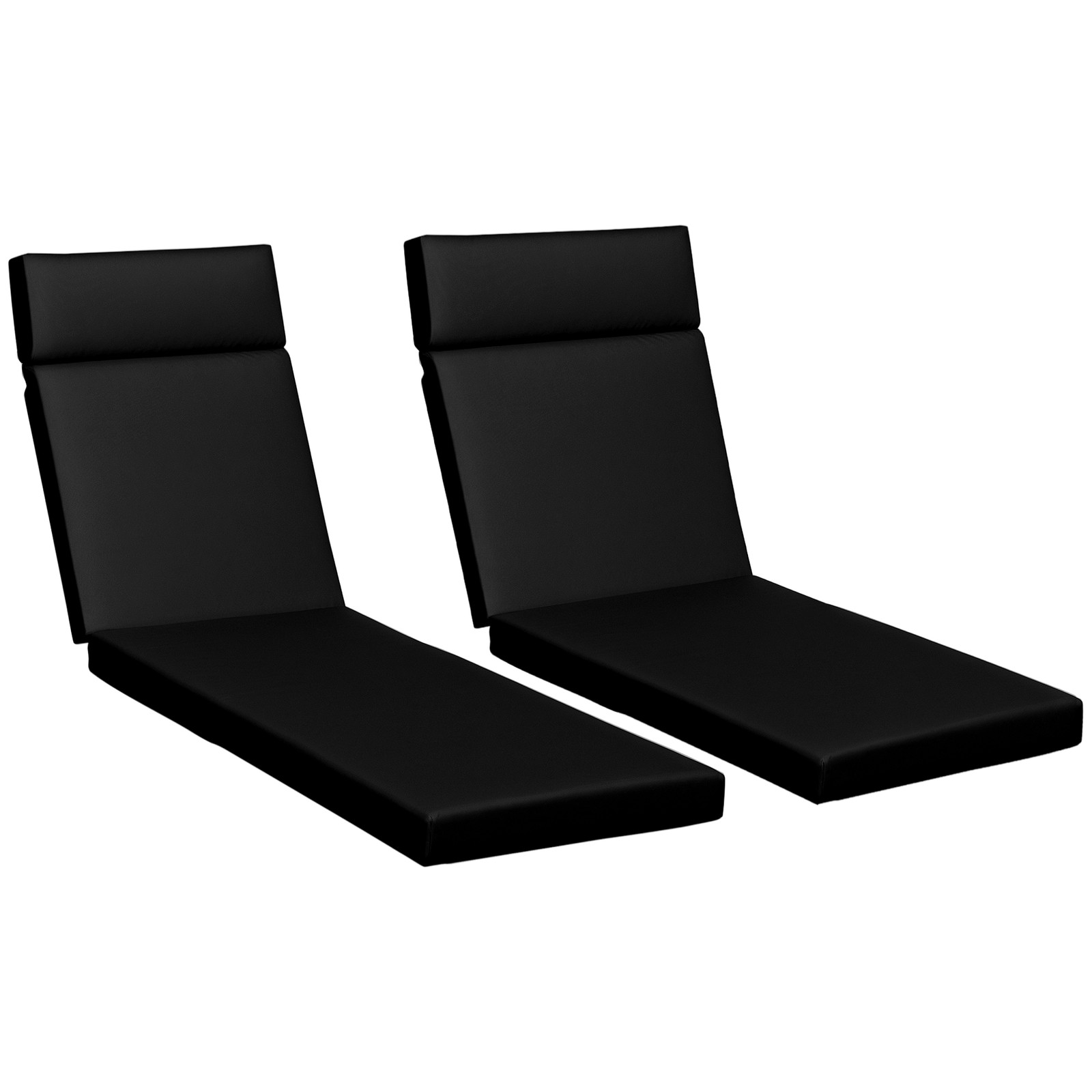 Outsunny Set of 2 Lounger Cushions ONLY Deep Seat Patio Cushions Black