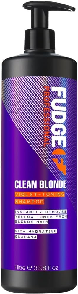 Fudge Professional Original Clean Blonde Shampoo, Bulk Size, Purple Toning for