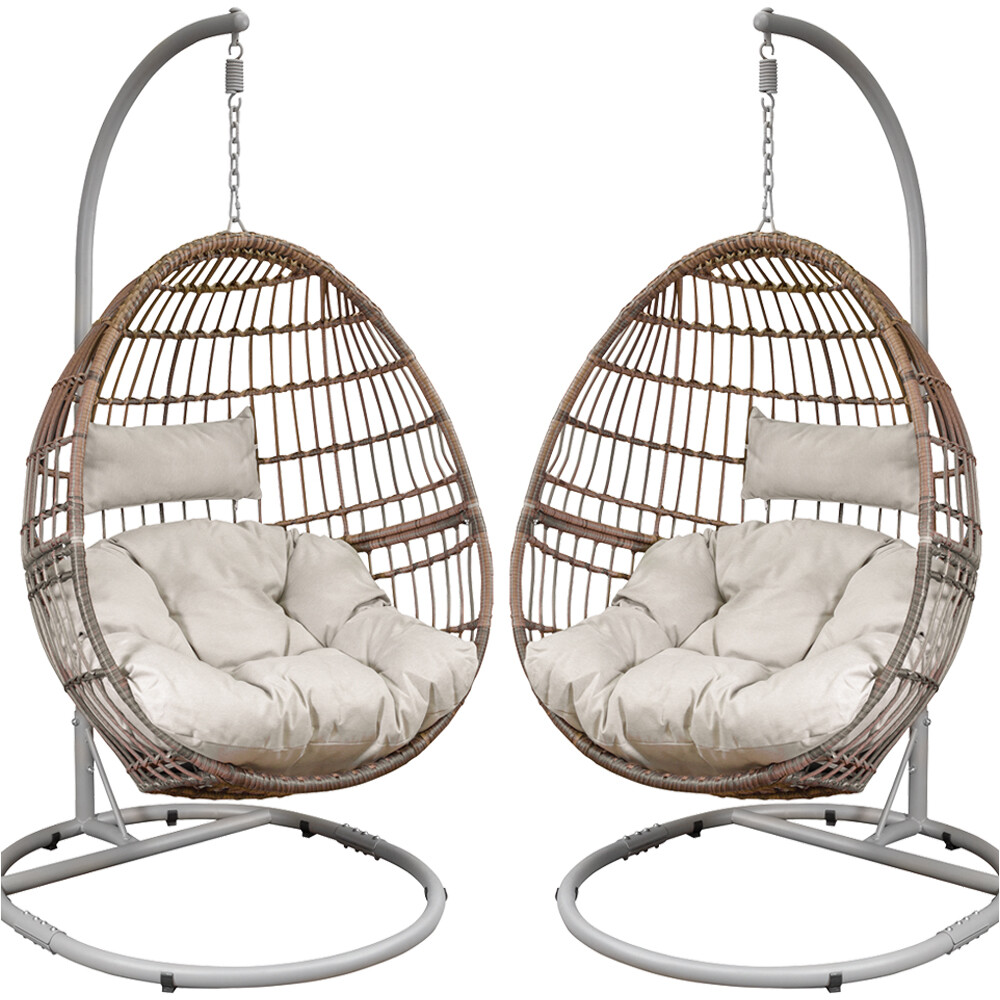 2 PACK Premium Single Hanging Garden Egg Chair - Wicker Rattan - Swing Cocoon