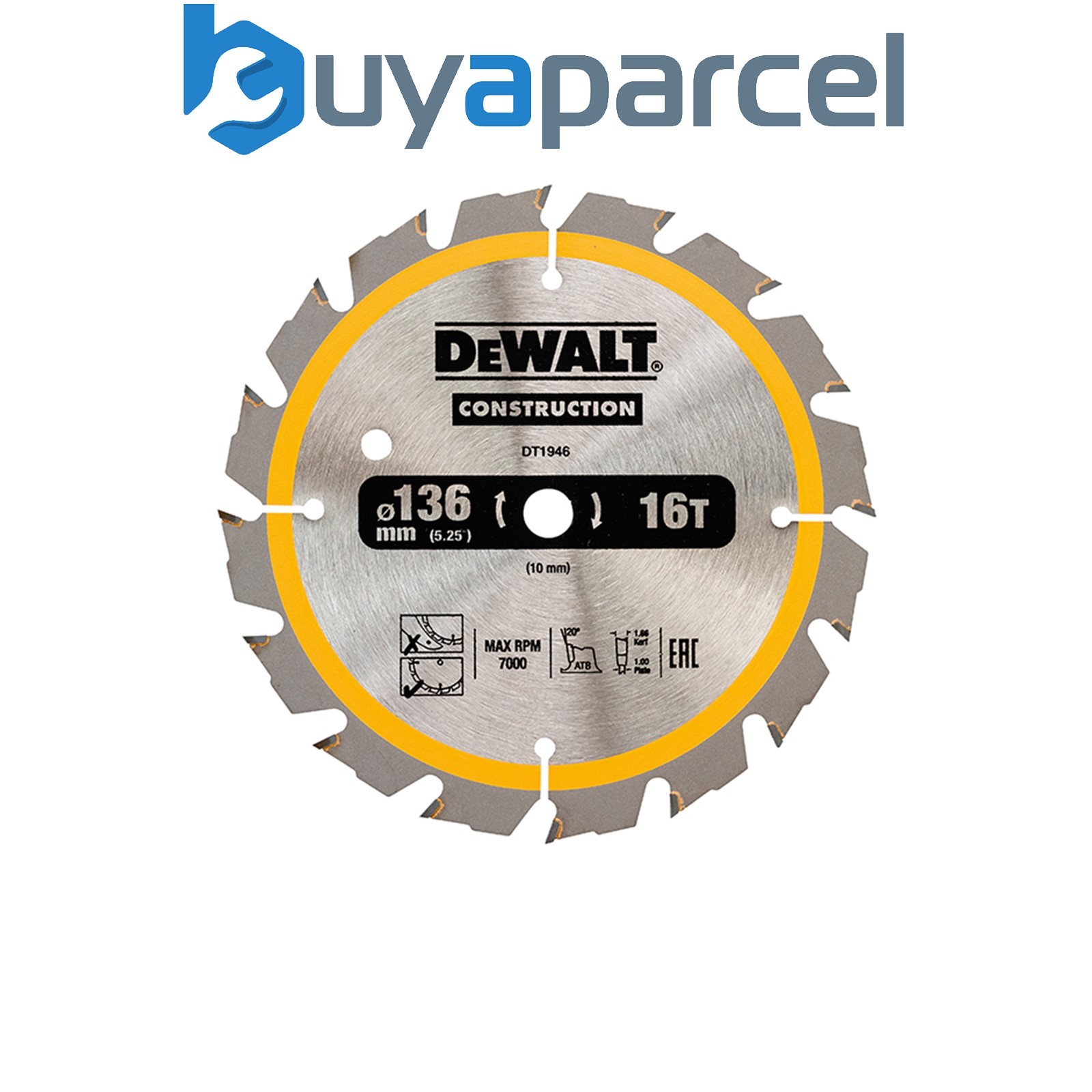 DEWALT DT1946-QZ Cordless Construction Trim Saw Blade 136 x 10mm x 16T DEWDT1946