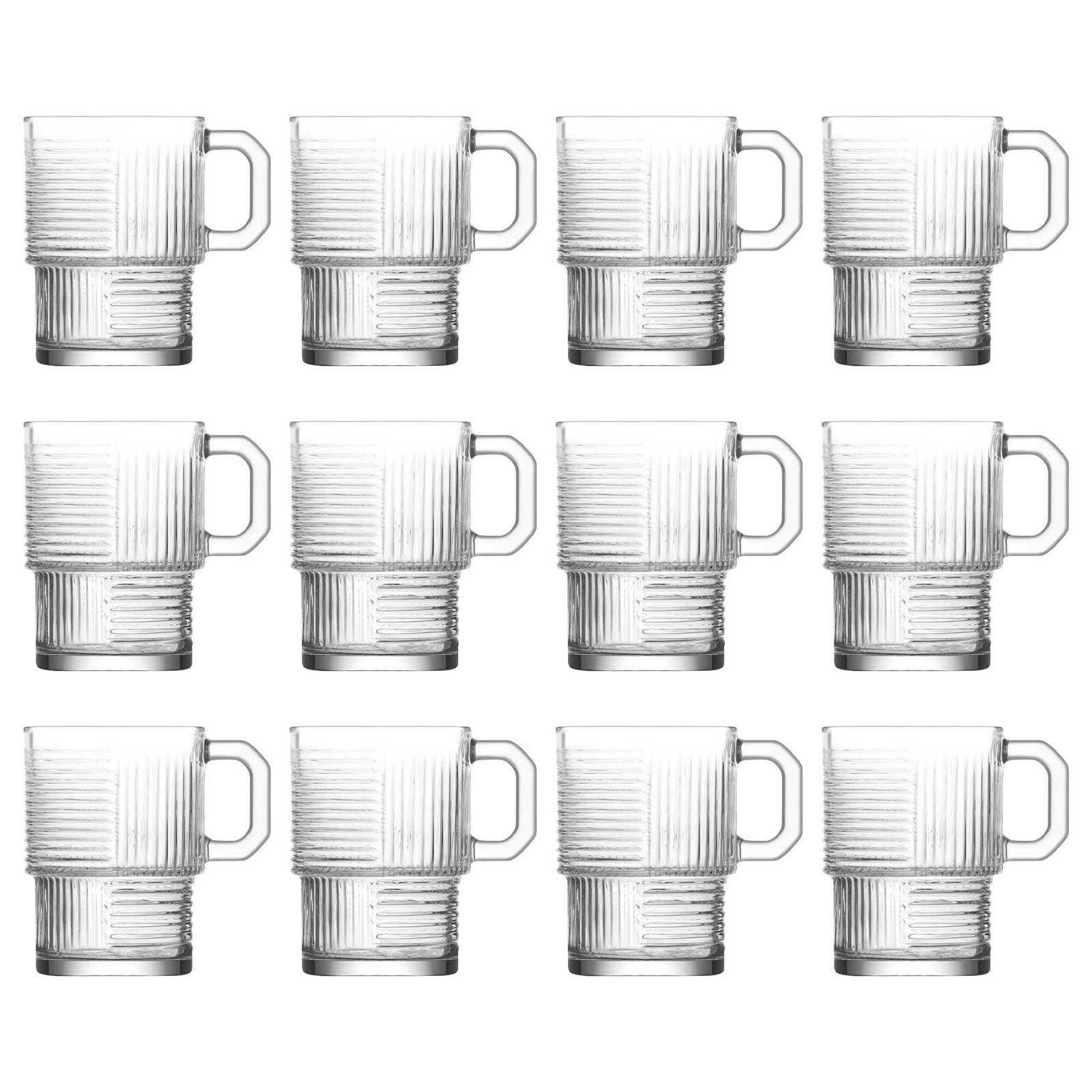 12x LAV 270ml Helen Stacking Glass Coffee Cups Tea Latte Cappuccino Glasses