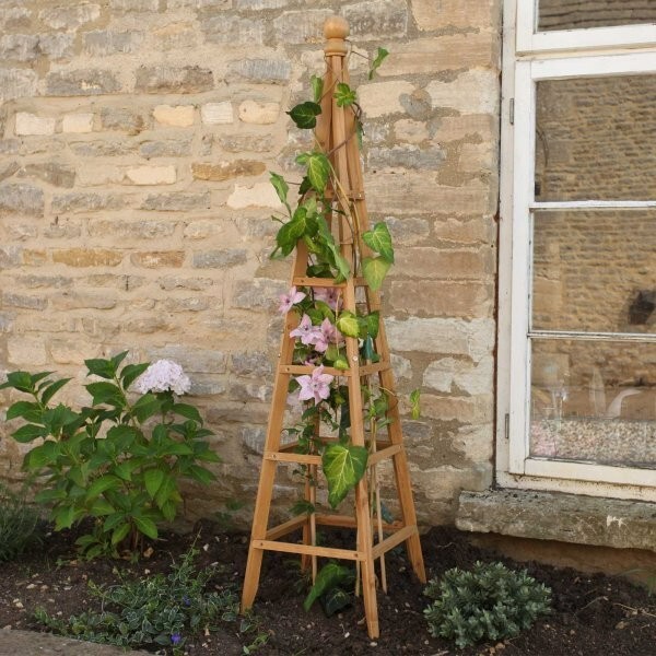 1.5m Wooden Garden Obelisk Heavy Duty Plant Support Climbing Frame Pyramid Wood