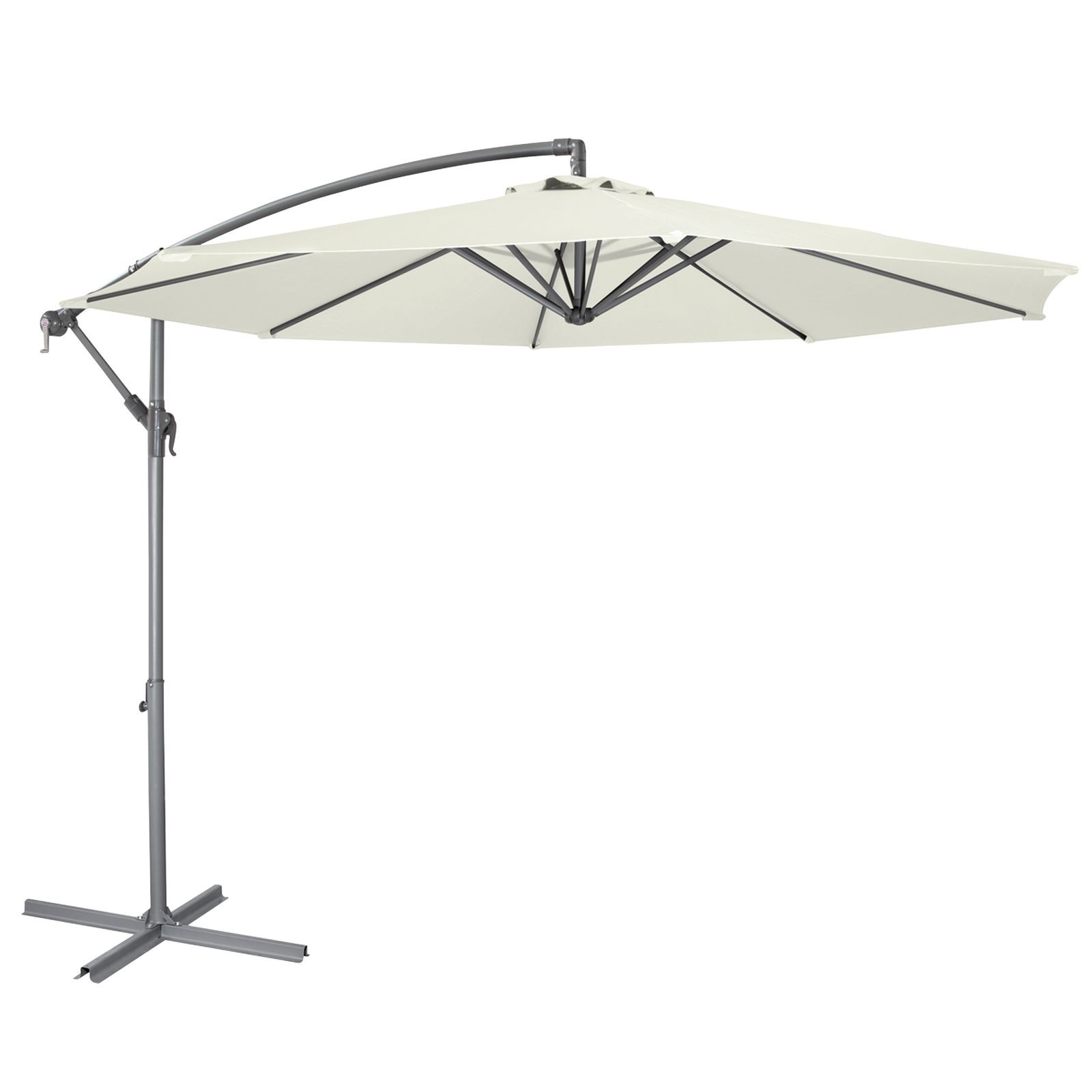 Dellonda Ø3m Banana Parasol/Umbrella for Garden Patio Cream Canopy - DG265