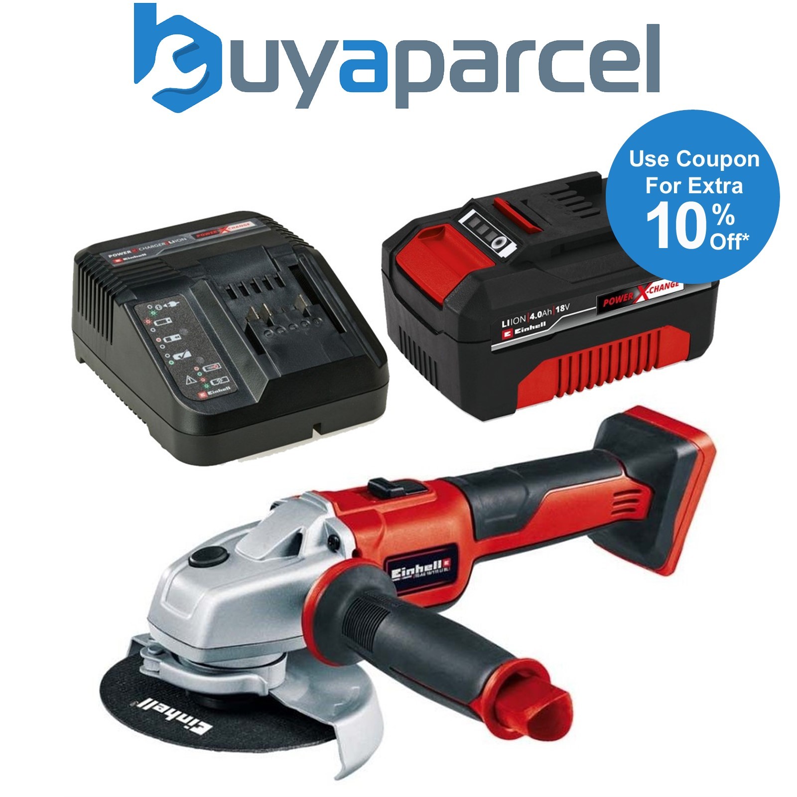 Einhell 18v Cordless Brushless Angle Grinder 115mm Axxio Power X-Change + 4.0ah