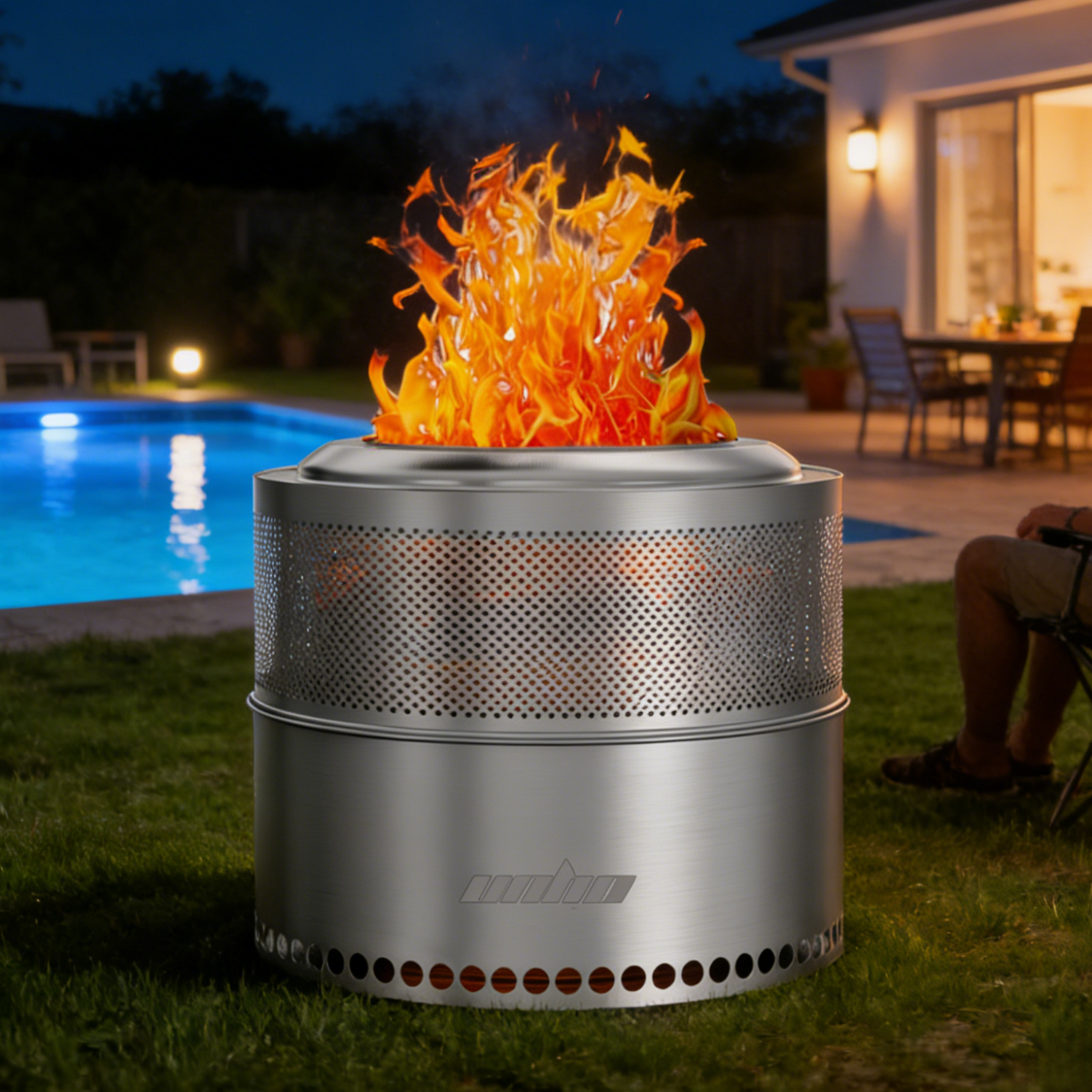 Smokeless Firepit Outdoor Fire Pit Hollow-Carved Design with Carry Bag & Ash Pan