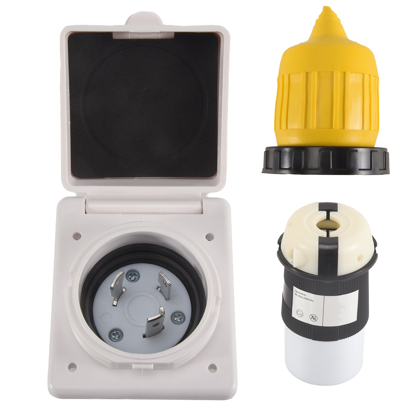 30AMP RV Inlet Outlet Shore Kit W/Boot Cord Protector 125V NEMA L5-30P8229