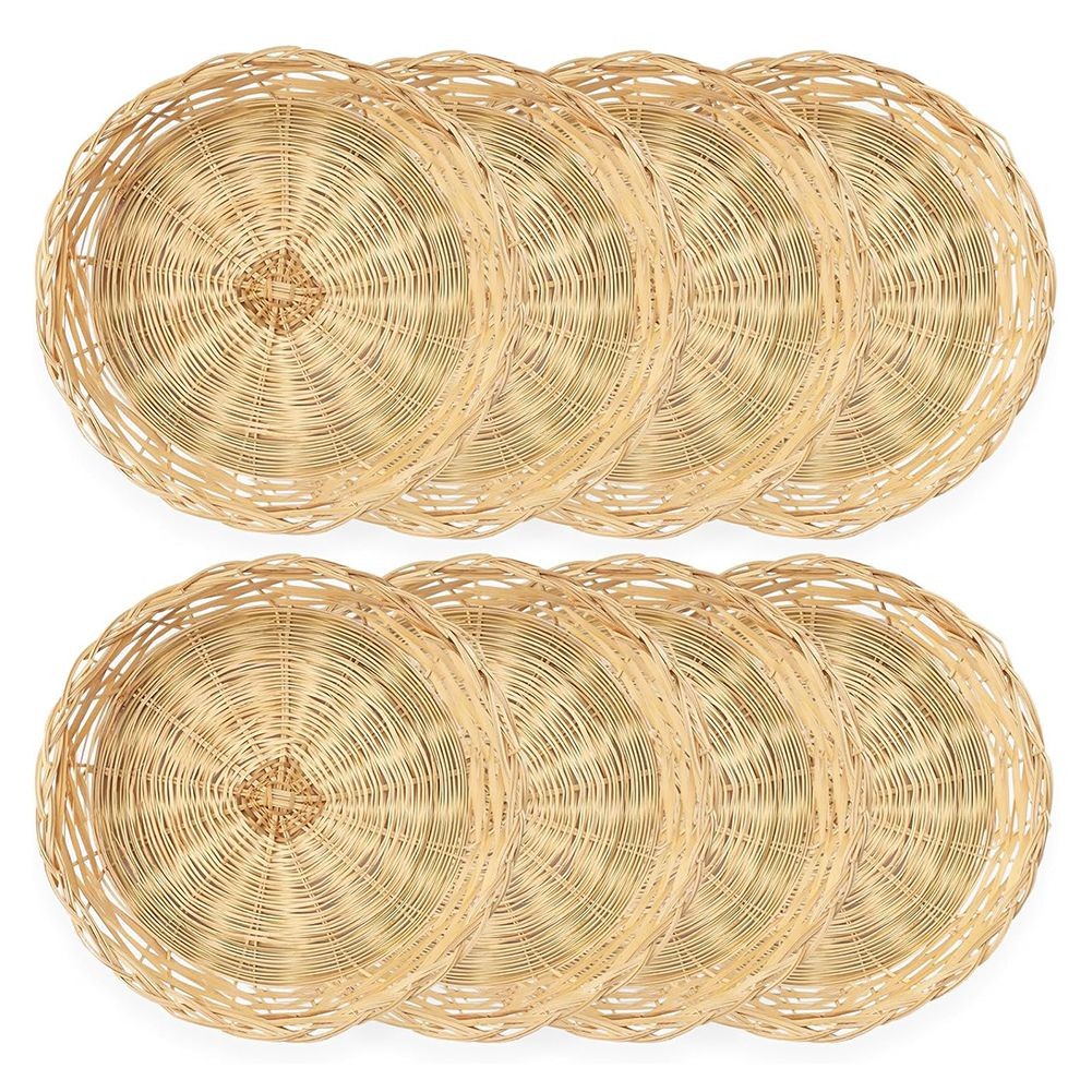 2X(8 Pack Bamboo Plate Holders, 10 Inches Reusable for Dinner Plates Hand2484