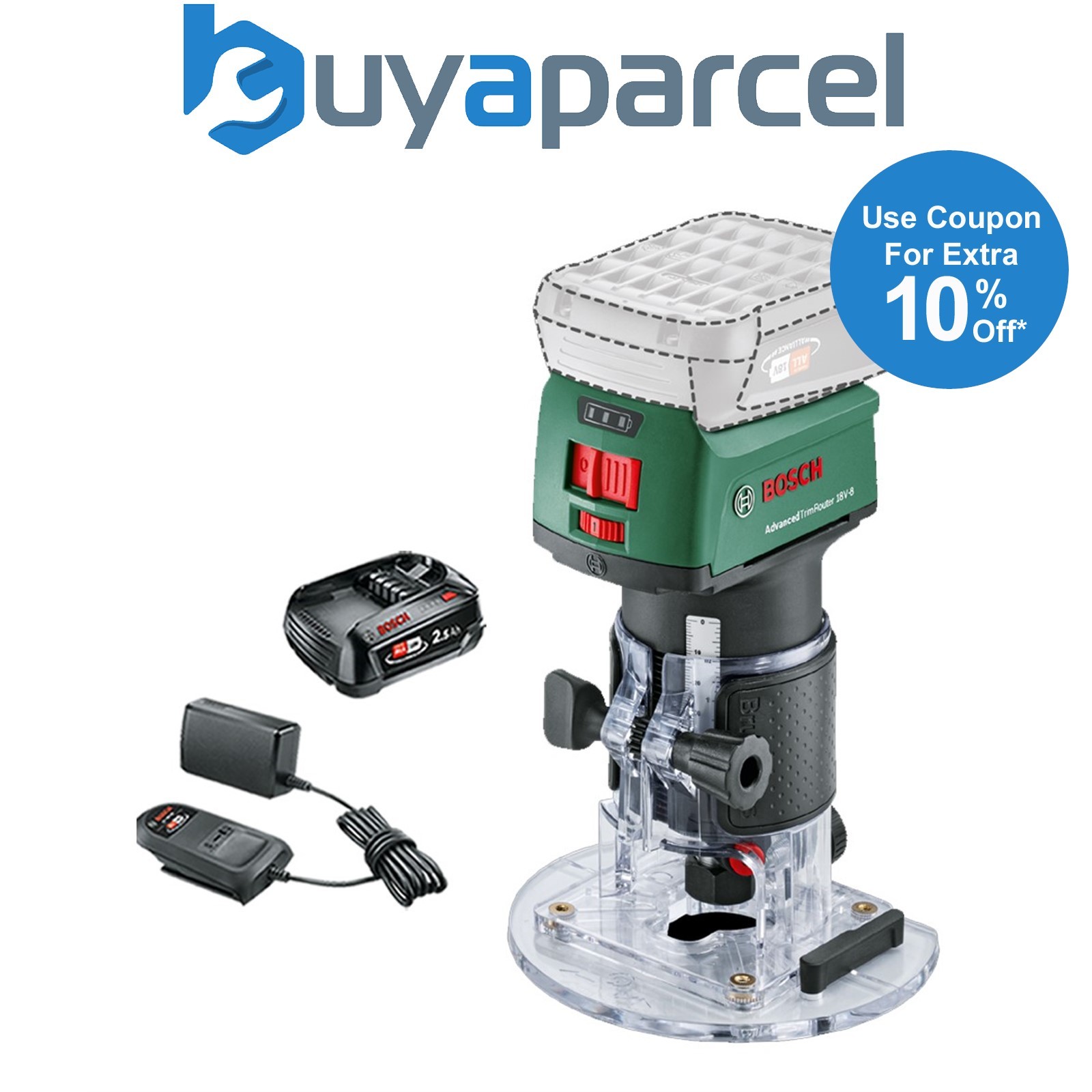 Bosch 06039D5000 AdvancedTrimRouter 18v Trim Router + 2.5AH Battery Kit