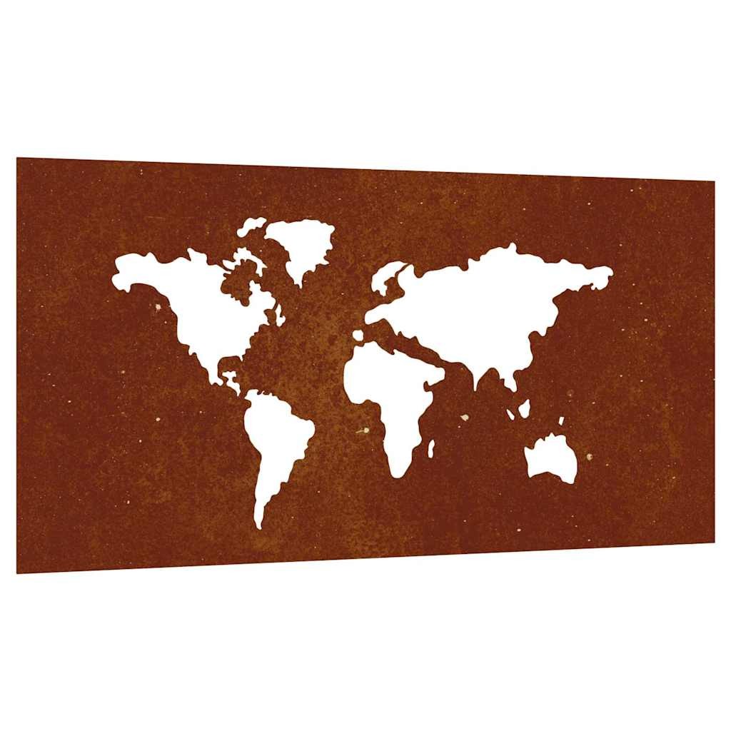 Garden Wall Decoration Art Decor Corten Steel World Map Design vidaXL
