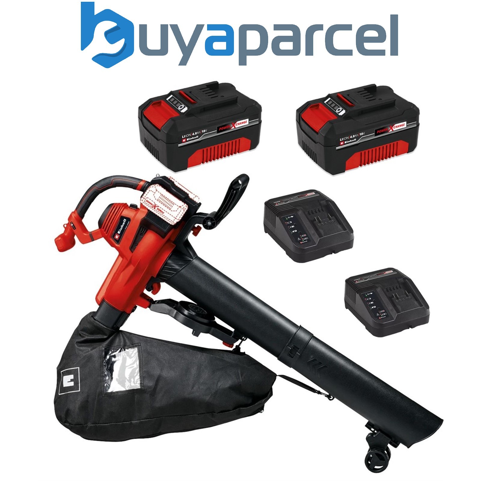 Einhell 3433630 36v Cordless Leaf Blower Vacuum PXC + X2 4AH Battery Kit