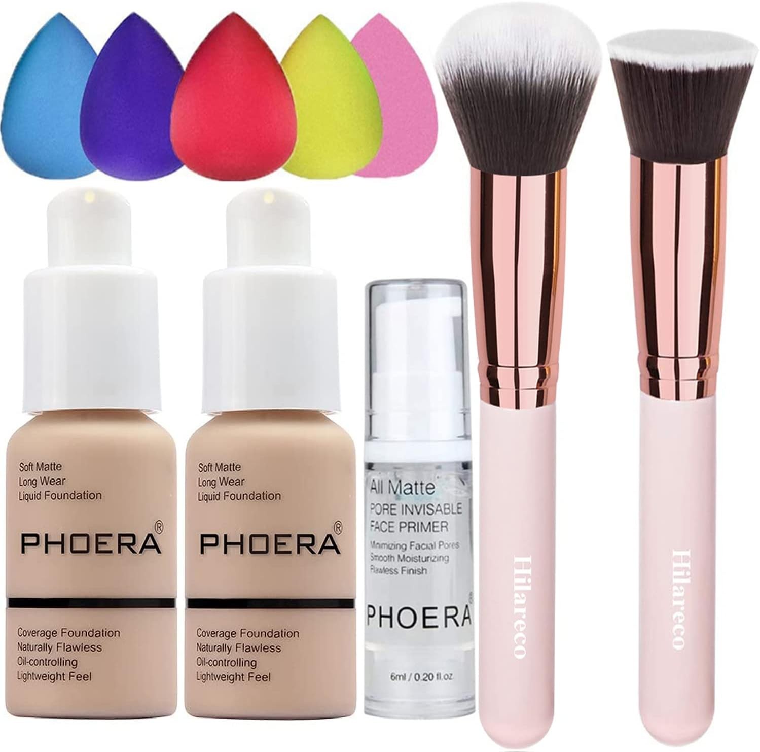PHOERA Nude 102 Face Primer & Liquid Full Coverage Foundation Set, Foundation B