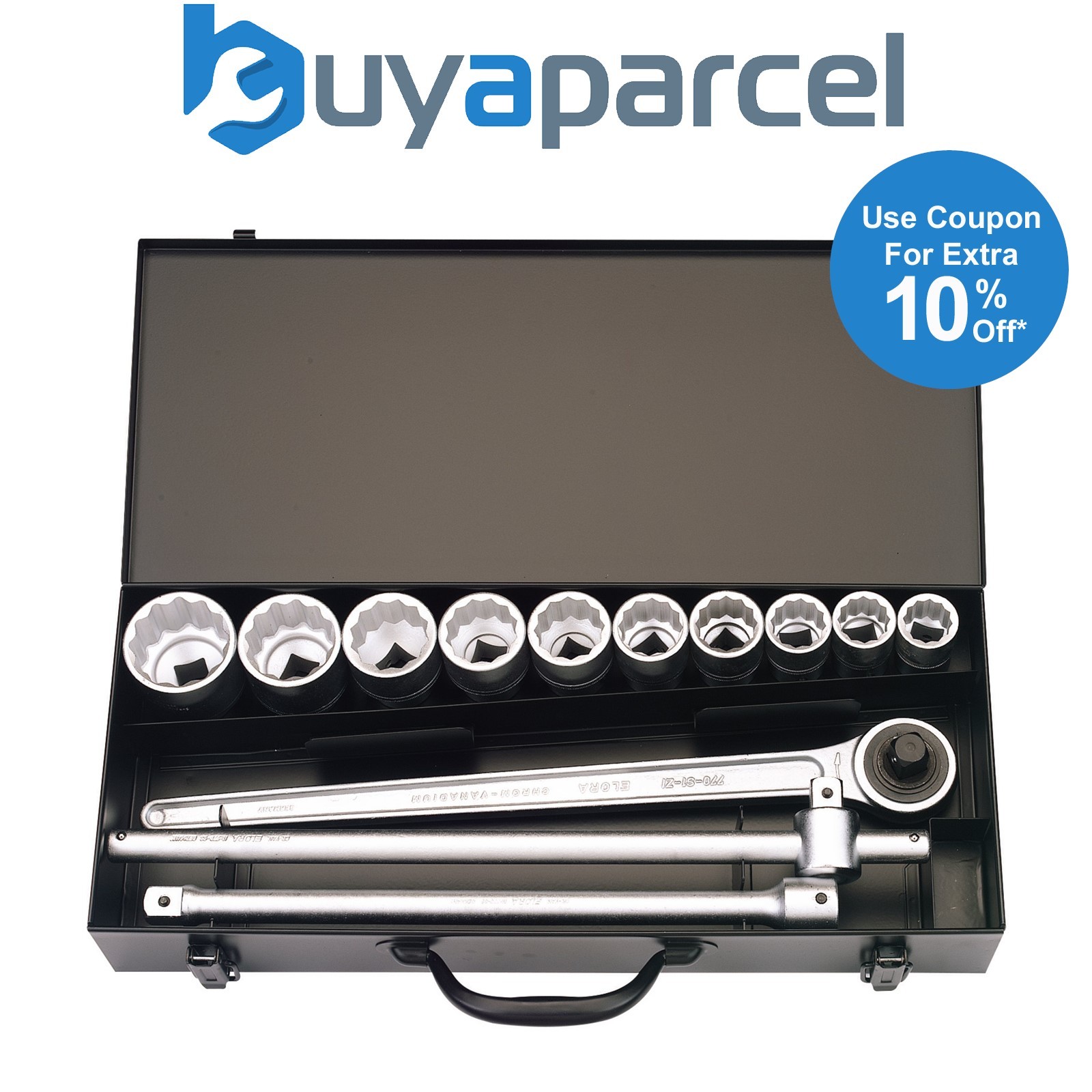 Draper 00385 Metric Socket Set, 3/4" Sq. Dr. (13 Piece)