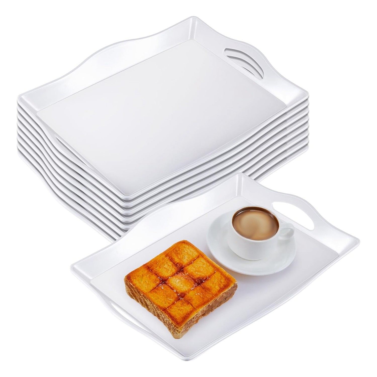 4 Pcs Food Serving Trays for Party Plastic Trays with Handles 13 x 10 Inch9852
