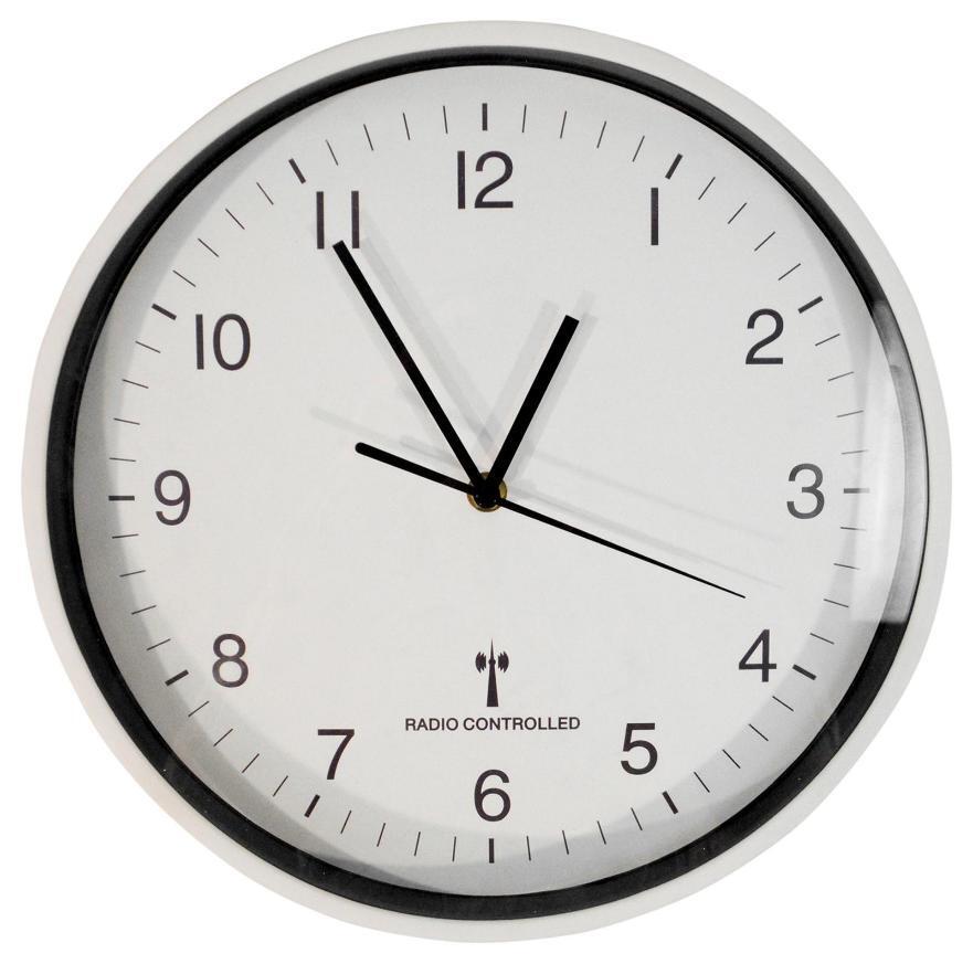 250mm Radio Controlled Wall Clock, White / Black T370C ST HELENS HOME AND GARDEN