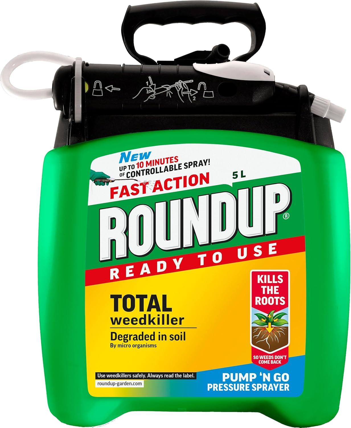 Roundup Fast Action Weedkiller Pump 'N Go Ready To Use Spray, 5 Litre