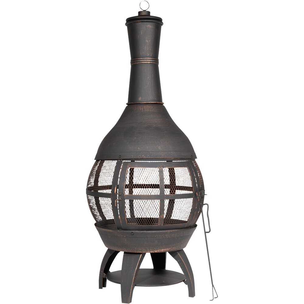 Antique Bronze 360 Degree Fire Pit Wood Burner - Outdoor Garden Heater Mesh