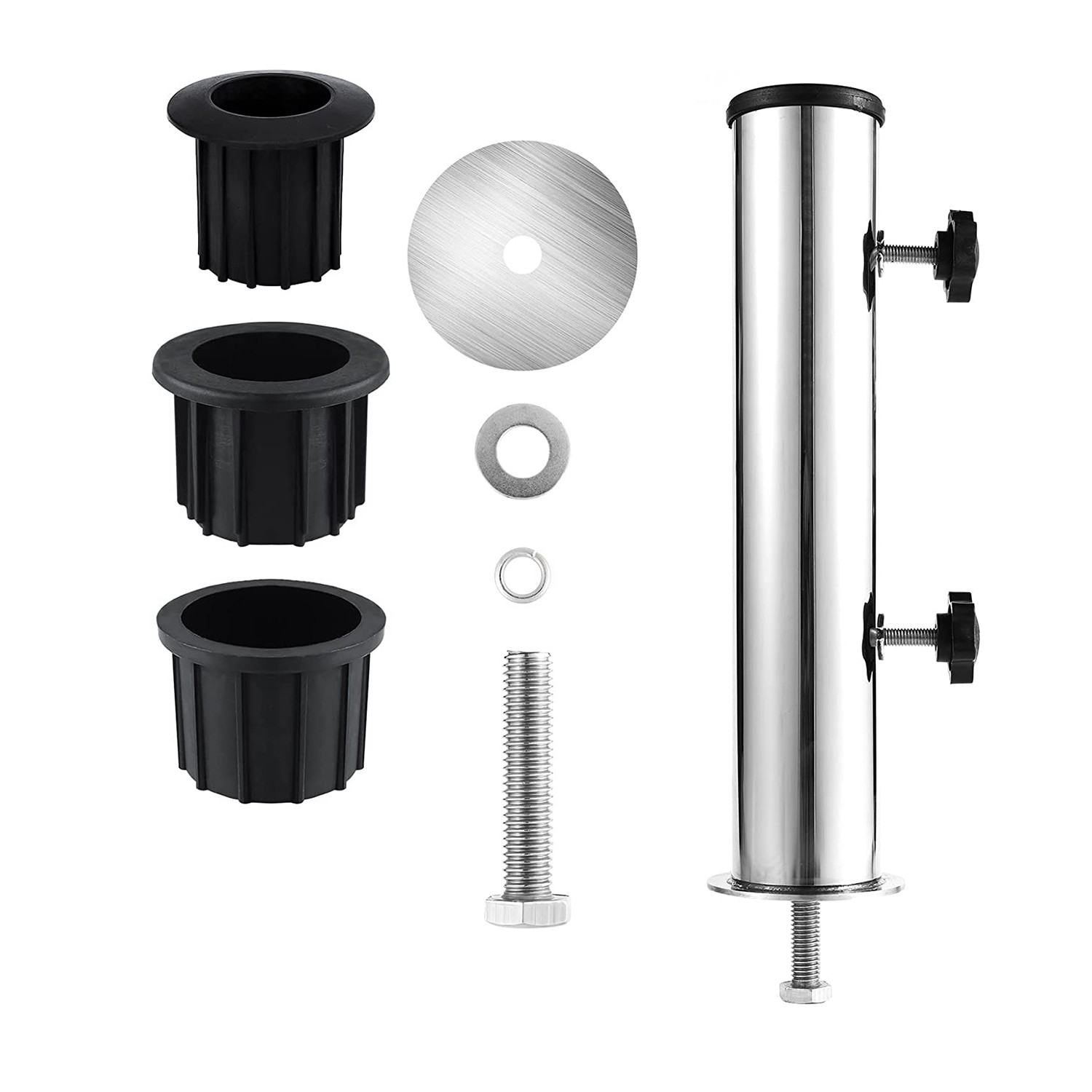 Umbrella Pole Mount Stand Tube Set, Outdoor Parasol Base Holder Insert Pipe4044