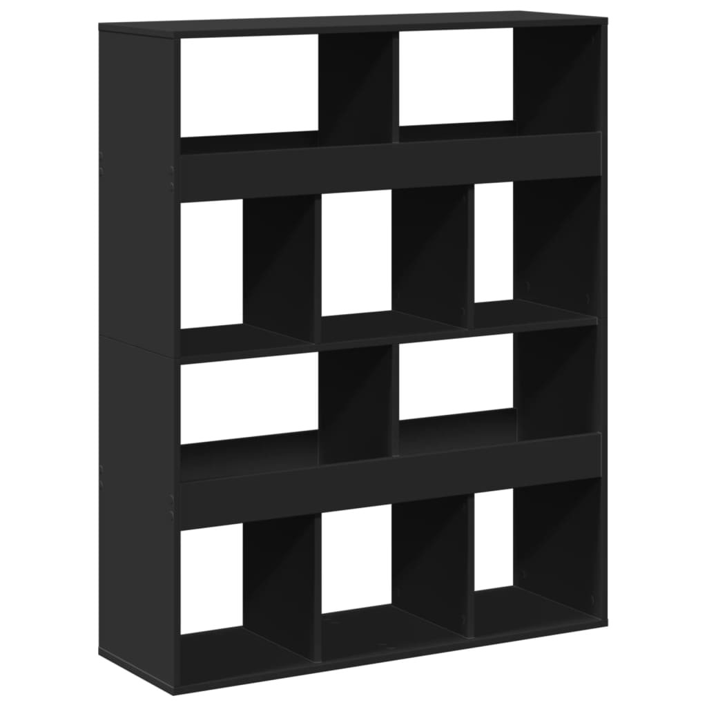 Room Divider Privacy Screen Bookcase Bookshelf Black Engineered Wood vidaXL