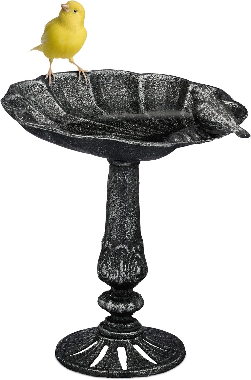 Relaxdays Bird Bath, Standing, Water Bowl, Frost-Proof, H x W x D: 24 x 21 x 18