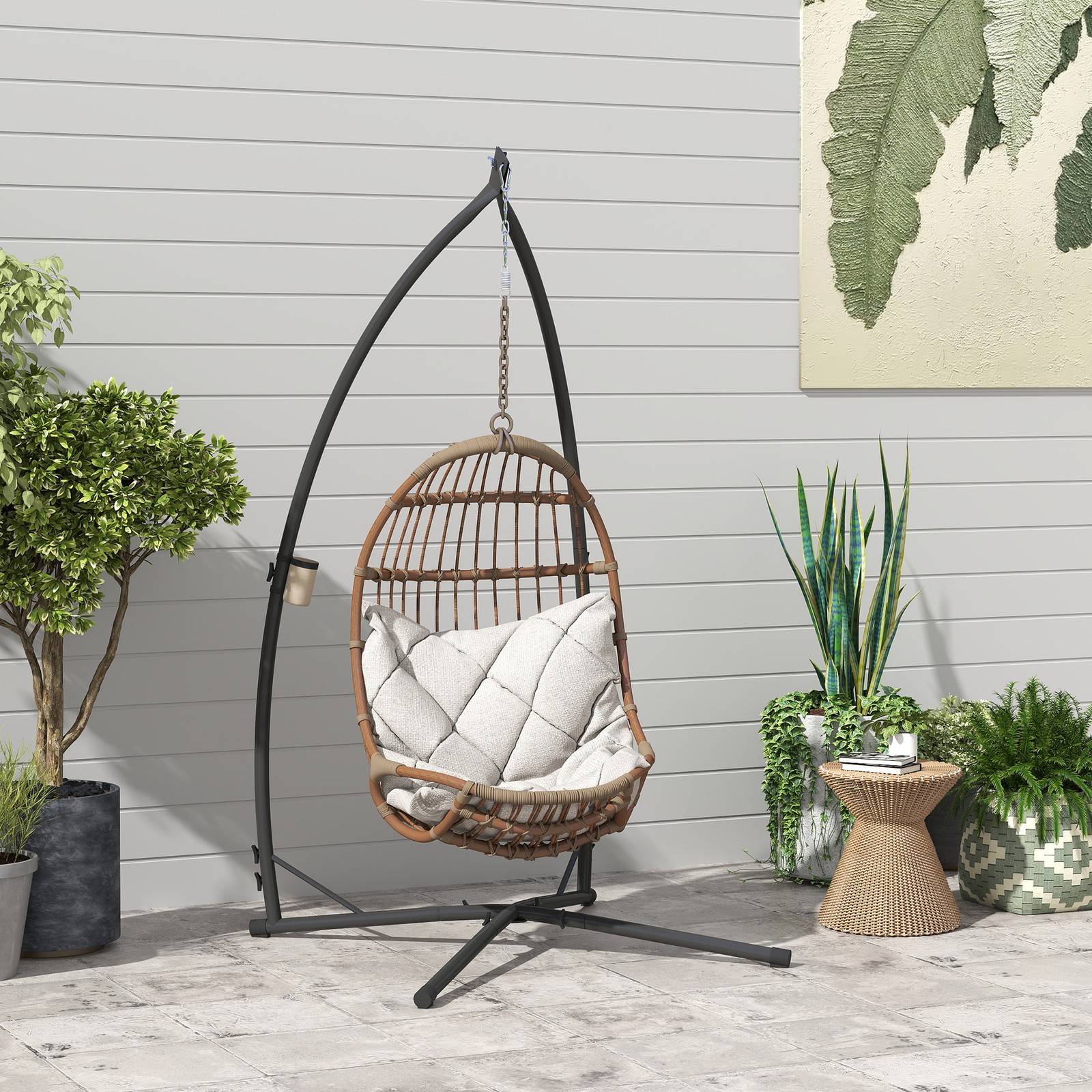 Hanging Chair Stand, Steel Egg Swing Hammock Chair Stand for Indoor Outdoor Use