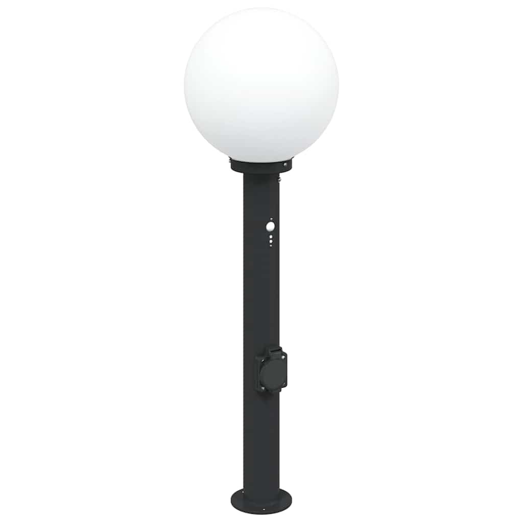 Bollard Light 80 cm Black Stainless Steel Sensor & Outlet IP44 Outdoor vidaXL