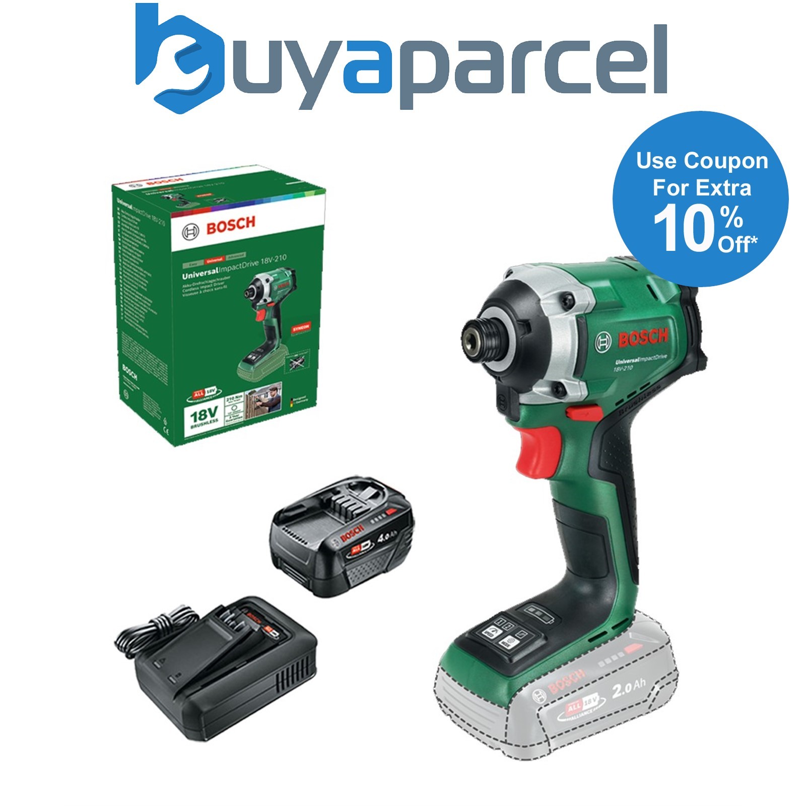 Bosch 18v Brushless Impact Driver UniversalImpactDrive 18V-210 + 4AH Battery