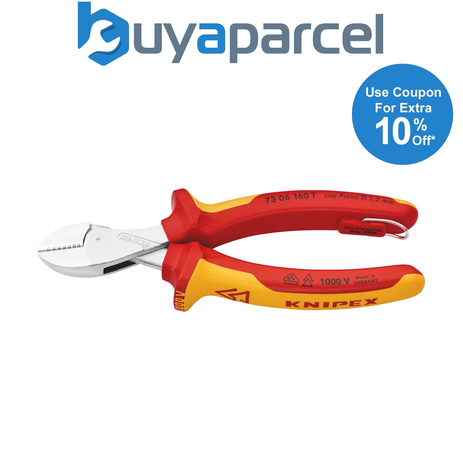 Draper 25610 KNIPEX 73 06 160 T BK X-Cut VDE Compact Diagonal Cutter, 160mm