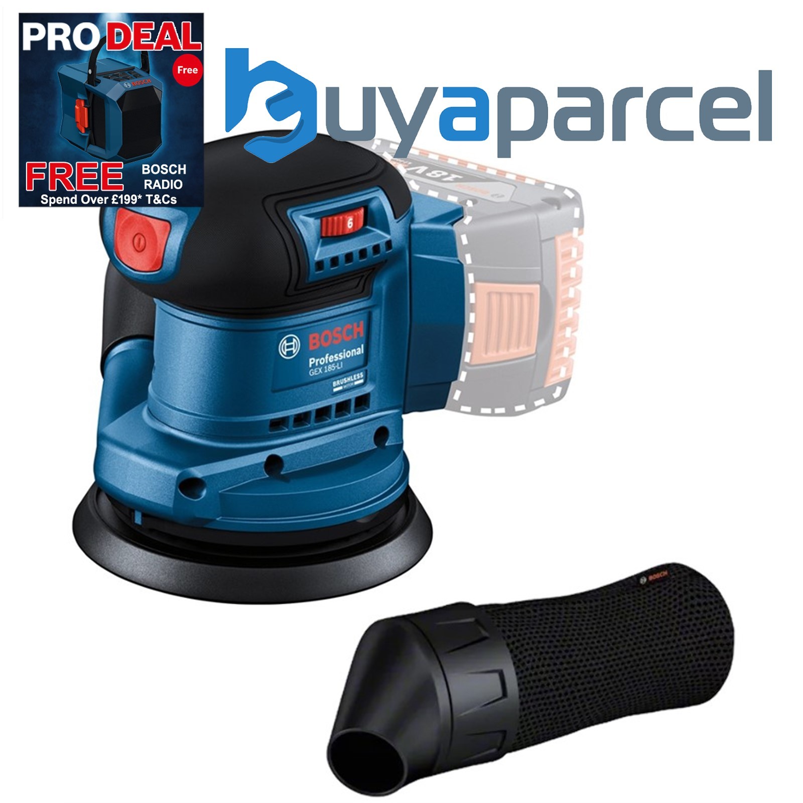 Bosch Professional GEX 185-LI 18v 125mm Random Orbit Sander Brushless - Bare