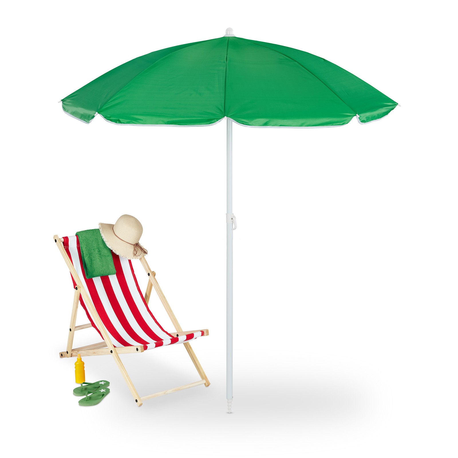 Parasol Beach Umbrella Adjustable Canopy Lightweight Foldable Travel Parasol
