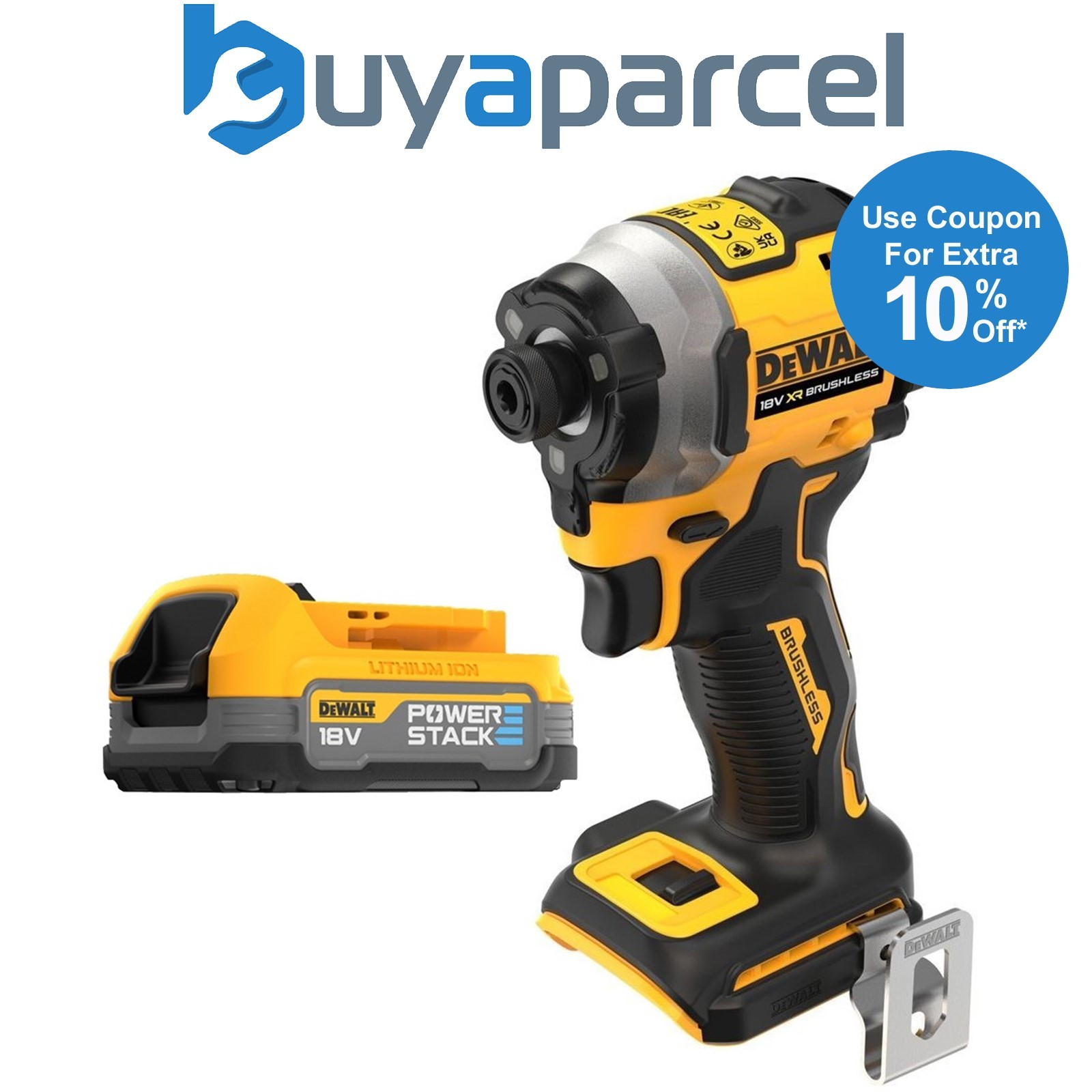 Dewalt DCF850N 18v XR Brushless Ultra Compact Impact Driver + POWERSTACK Battery