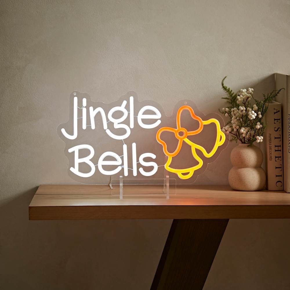 Christmas Jingle Bells Hanging Light Lit Neon Sign 40cm Decoration Xmas Lighting