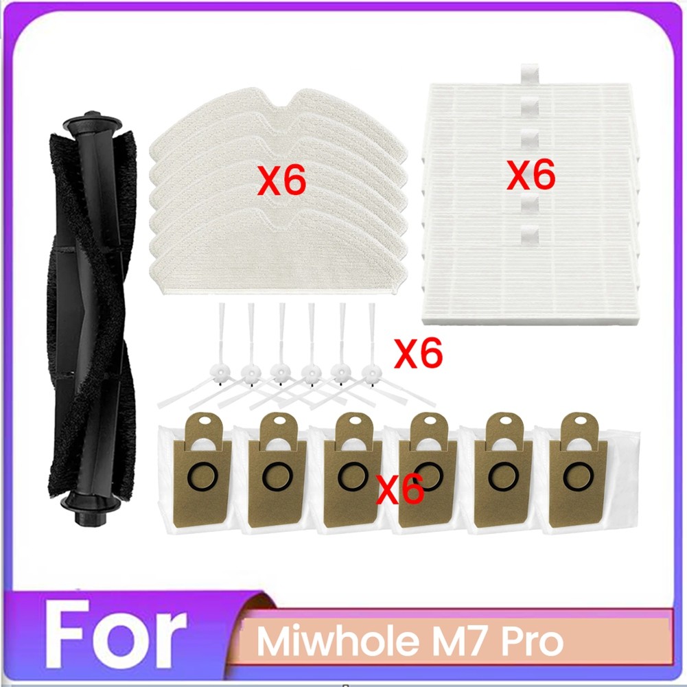 For Miwhole M7 Pro Robot Vacuum Cleaner Brush Dust Bag and Mop Cloth7573