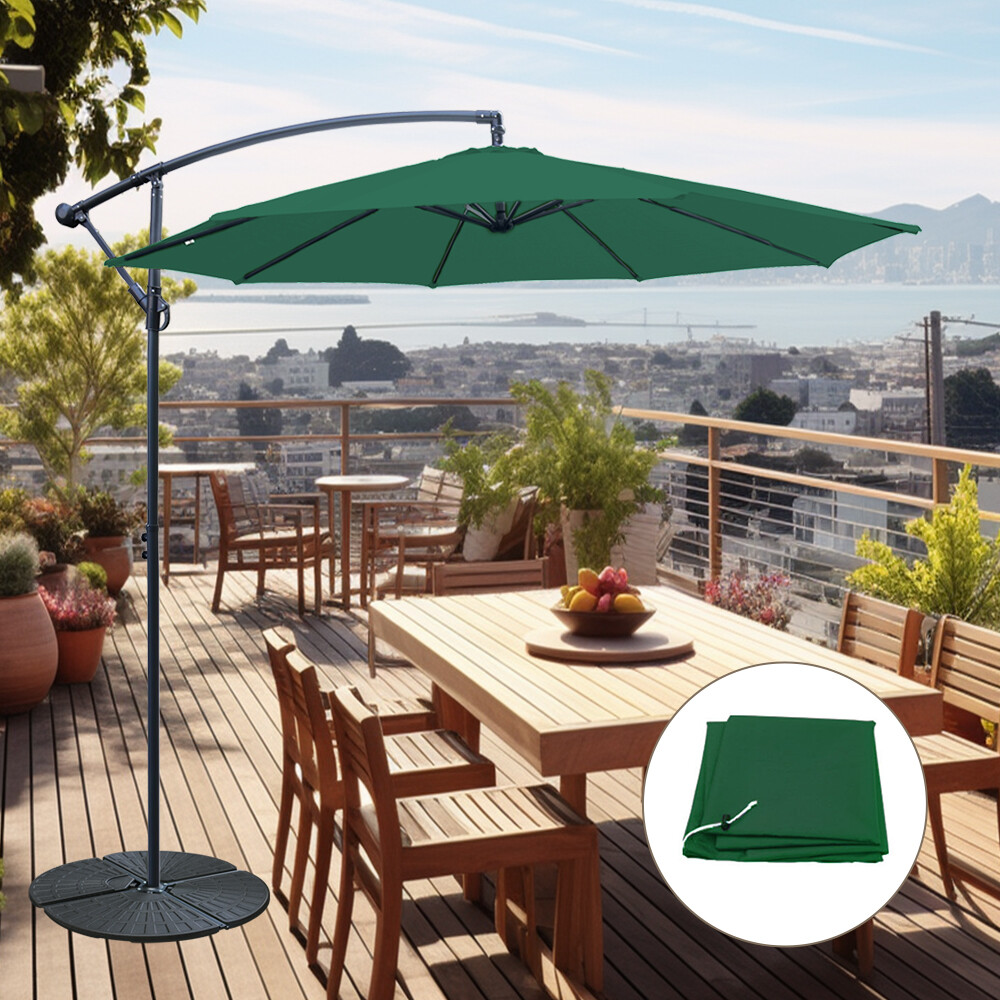 3M Garden Parasol Sun Shade Patio Banana Cantilever Umbrella Base Cover Green