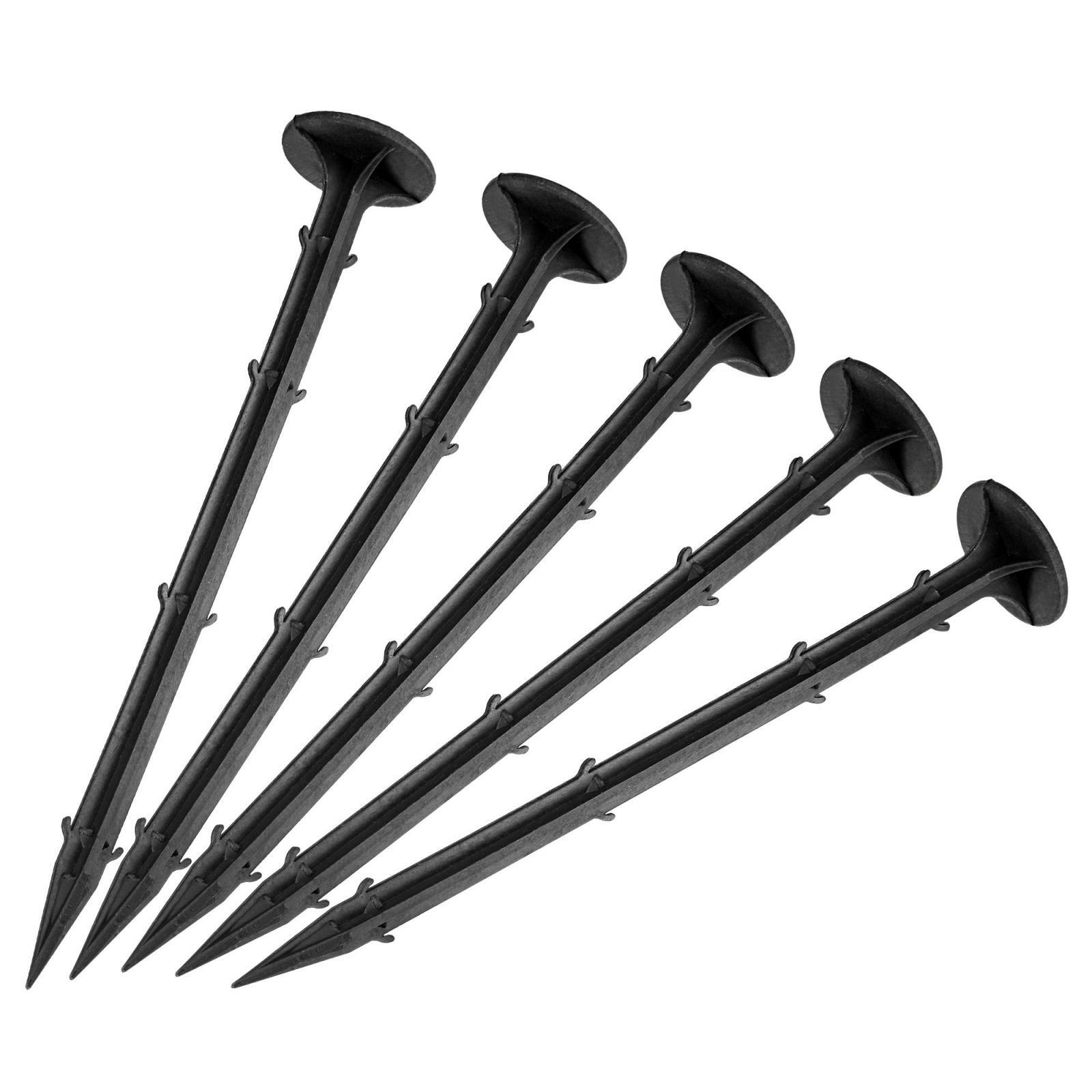 50Pcs Garden Stakes Pegs 20cm/8 Inch Plastic Landscape Spikes Black