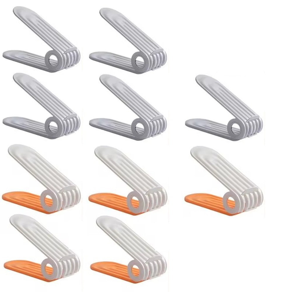 Shoe Slots Organizer 2 Levels Adjustable Space Savers 10 Shoe Holder Slim8829