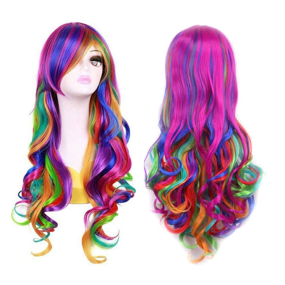 3X(Lady Long Curly Wigs Fashion Cosplay Costume Hair Anime Full Wavy Party5998