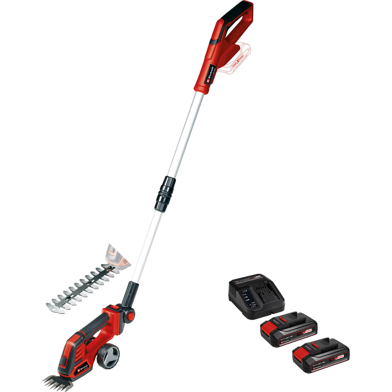 Einhell GE-CG 18/100 Li T 18v Cordless Grass Shears and Handle 2 x 2.5ah Li-ion