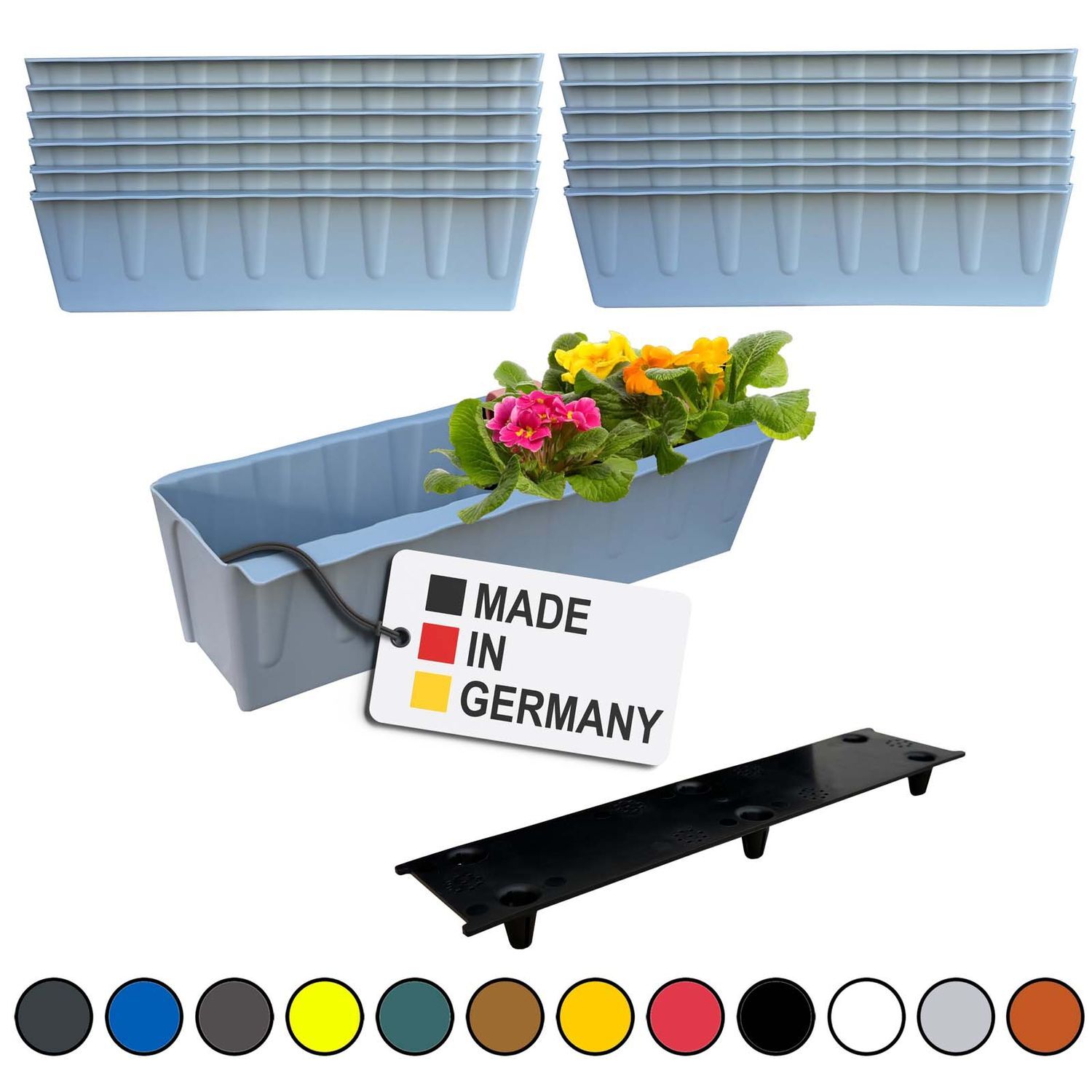 Flower Box Plant Box 10-Piece Set Gray Insert For Euro Pallets Balcony Box