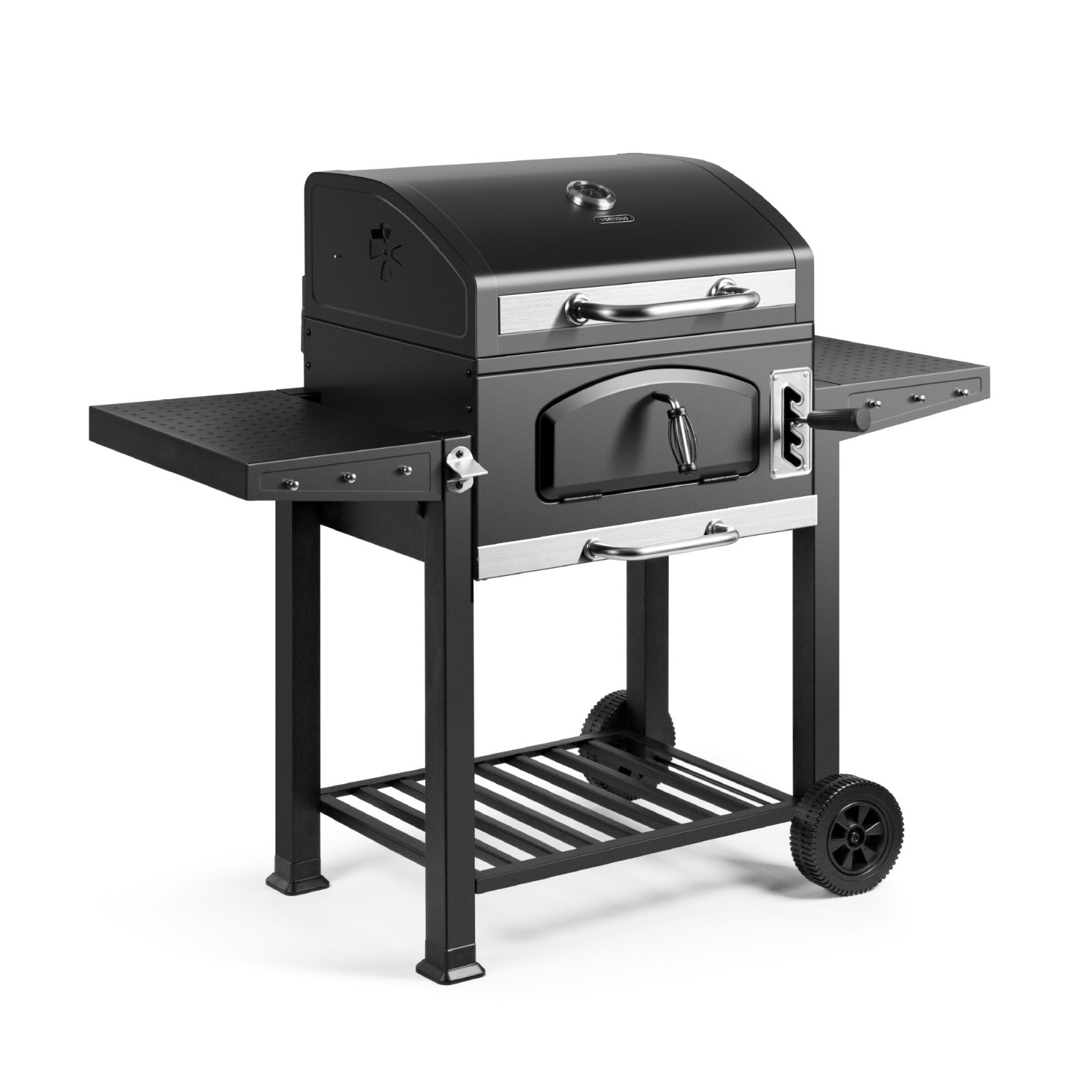 VonHaus Charcoal BBQ 2 in 1 American Style Barbeque Grill and Wood Smoker XL