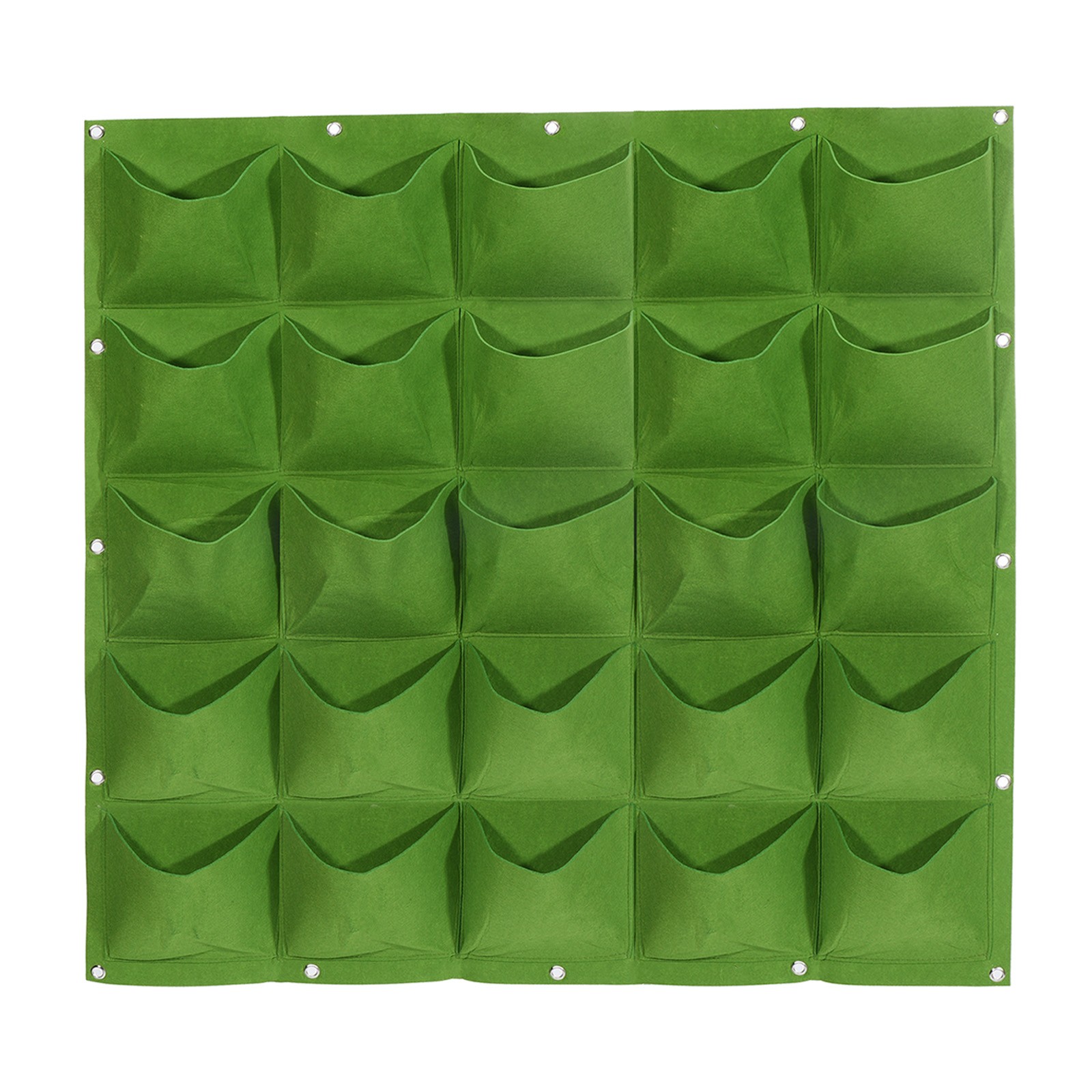 Vertical Hanging Felt Fabric Grow Bag Flowerpot Bag with 25 Pockets, Green