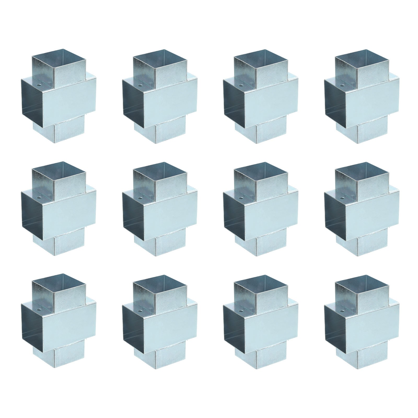 4-Way Gazebo Brackets Kit, Tube Cross Clamp for 2" x 2" Lumber (12 Pack)