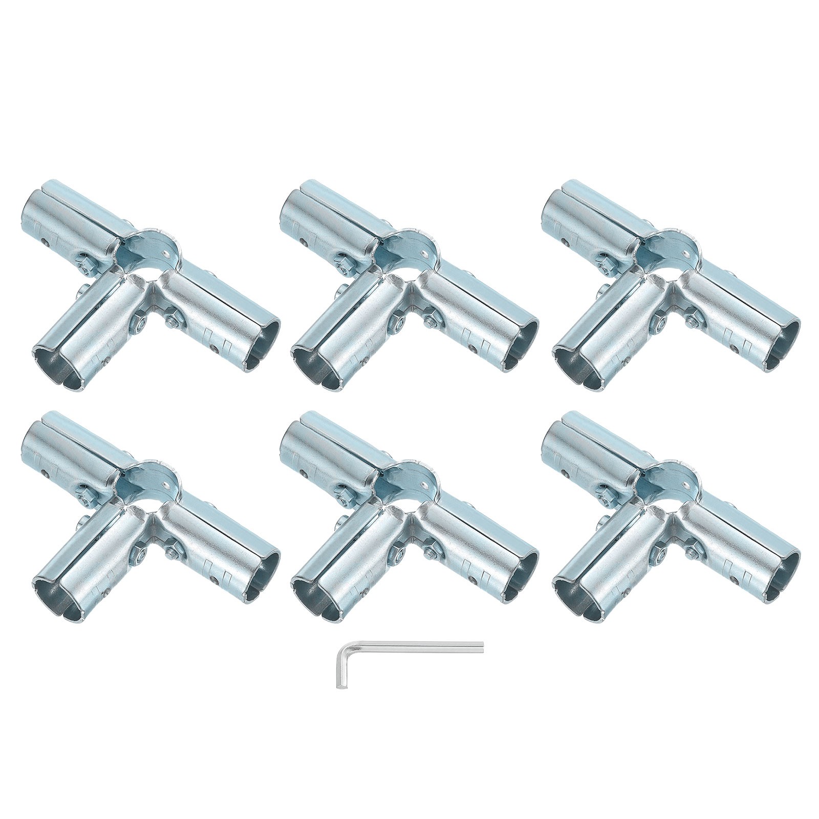 6Pcs Structural Pipe Connector, 4 Way End Rail Clamps Fit OD 1 Inch (25mm) Tube