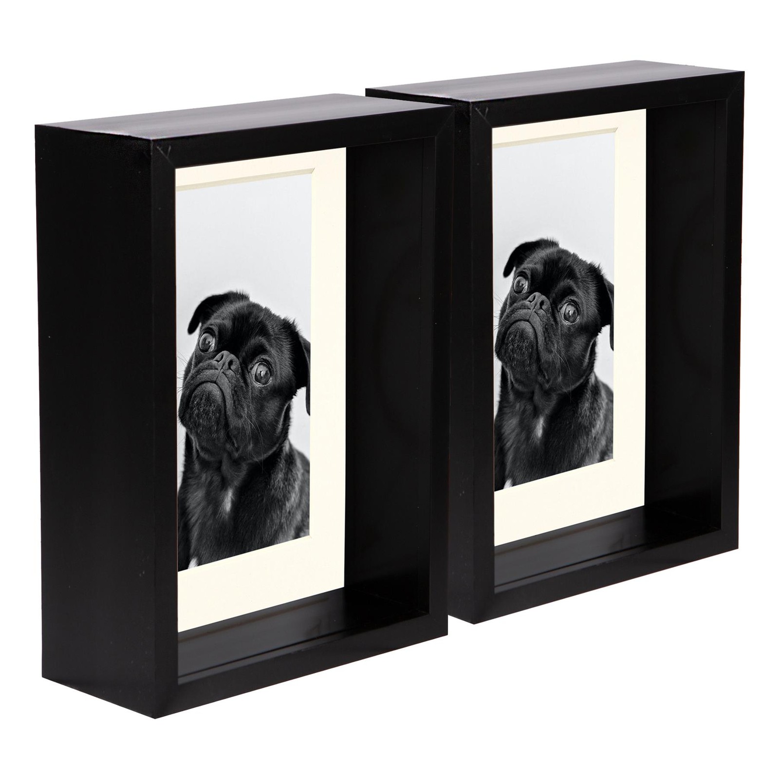 5x Black 5" x 7" 3D Deep Box Photo Frames Ivory 4" x 6" Mount Shadow Picture