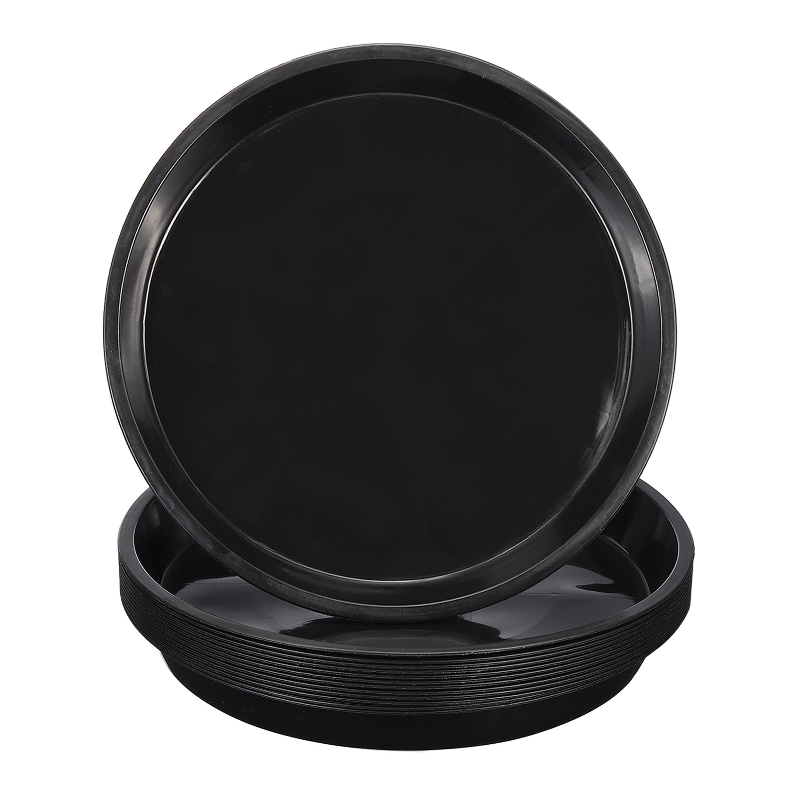 12Pcs Plastic Plant Saucer 16 Inch Plant Tray Flower Pots Round Dish, Black