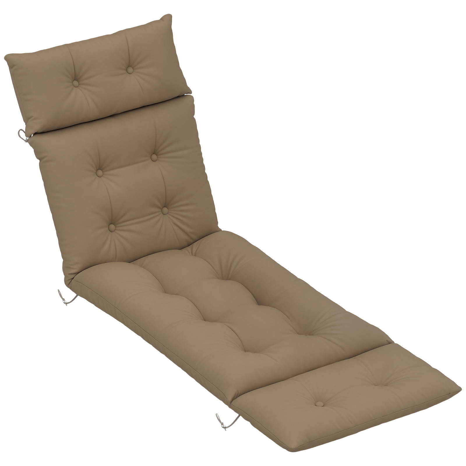 Outsunny Sun Lounger Cushion Only, Garden Lounge Chair Cushion, Khaki