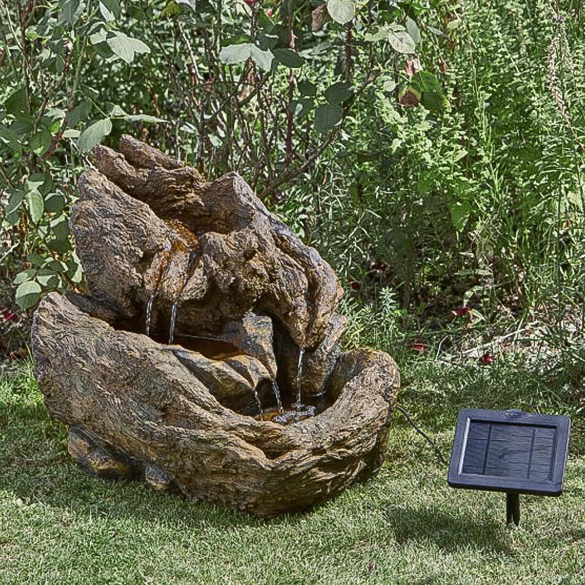 Solar & Battery Powered Outdoor Water Fountain Feature Water Course Stream Rock