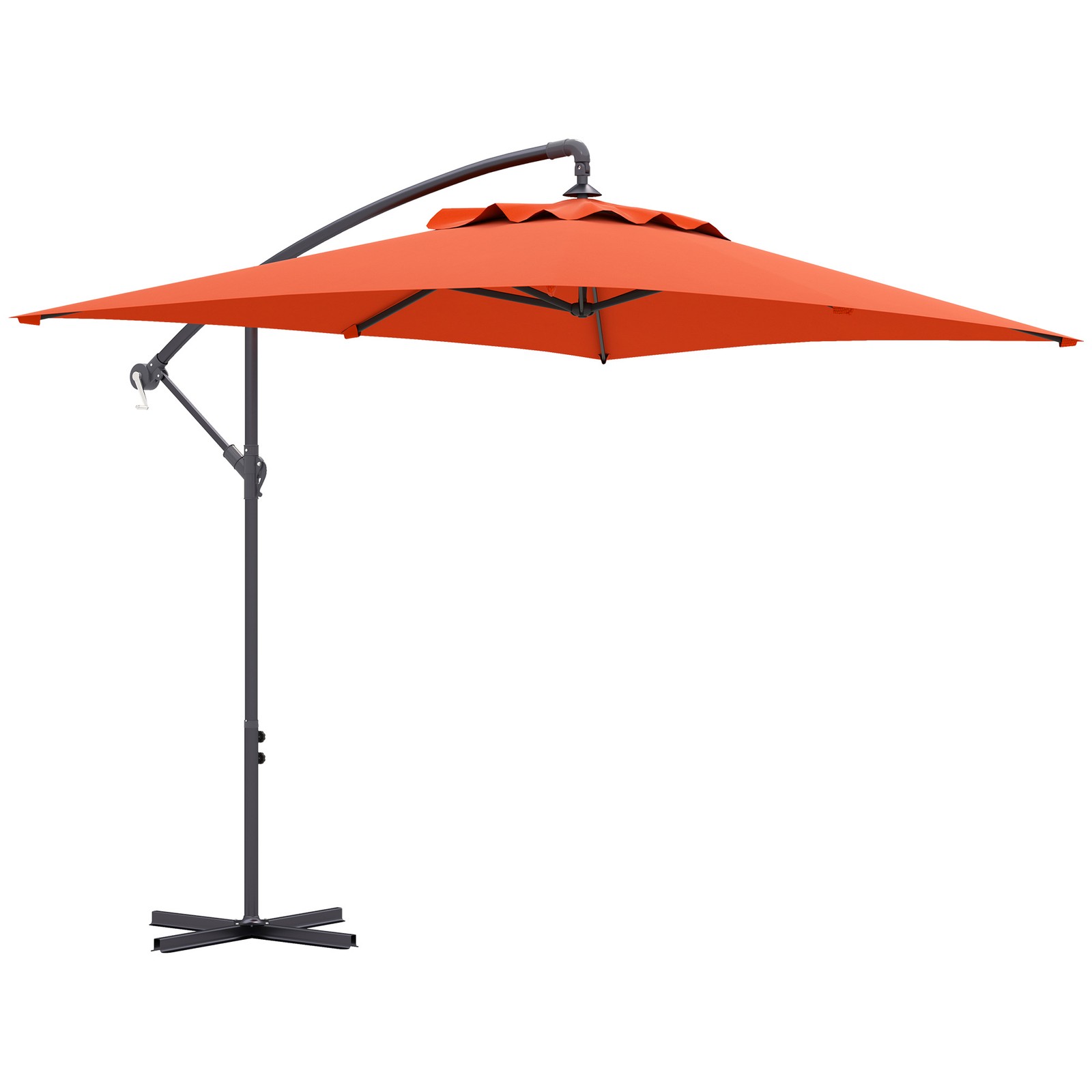 Outsunny 3 m Cantilever Parasol with Cross Base, Crank Handle, Orange